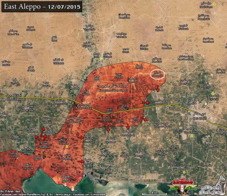 Изменения оперативно-тактической ситуации в сирийской провинции Алеппо 7 декабря 2015 года