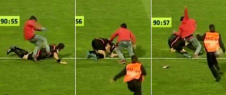 В Турции болельщик выбежал на поле, чтобы разбить голову судье