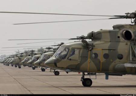 «Партия из 8 вертолетов Ми-8АМТШ и Ми-8МТВ-5 поступила на авиабазу армейско ...