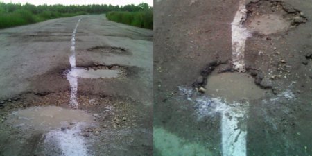 В Рязанской области дорожные службы нанесли разметку на грязь и ямы