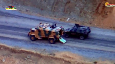 Подрыв турецкой патрульной бронемашины » Кобра» бойцами РПК 3 Октября 2016