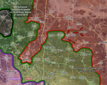 Сирийская армия взяла под контроль три селения и подошла вплотную к городу Храк в пр. Дераа